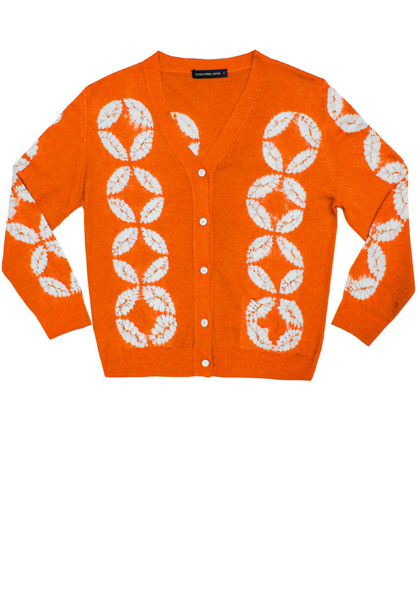 Short | Half Moon Shibori | Orange | Front-1 | Cardigan by Samantha Sung