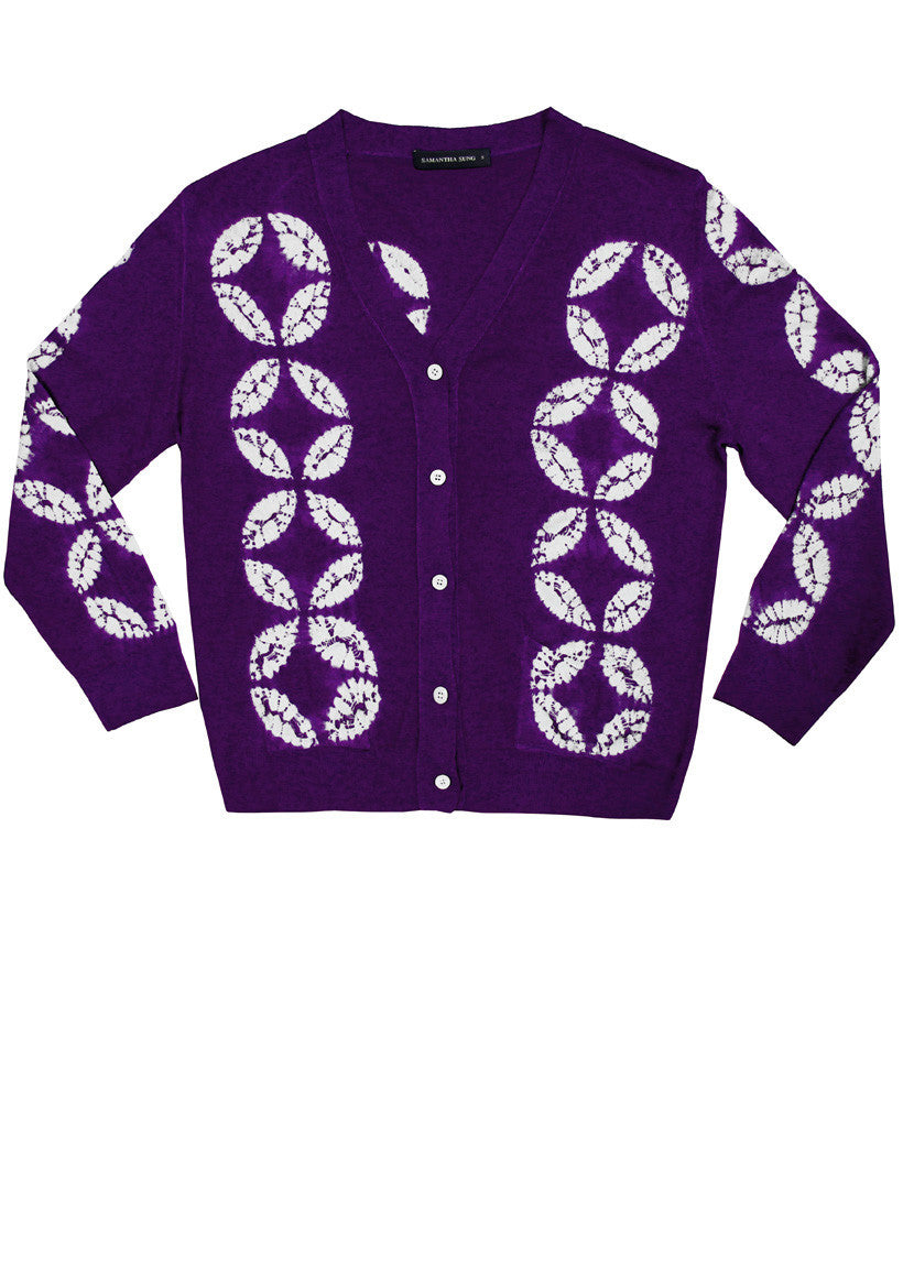 Short | Half Moon Shibori | Orchid | Front-1 | Cardigan by Samantha Sung