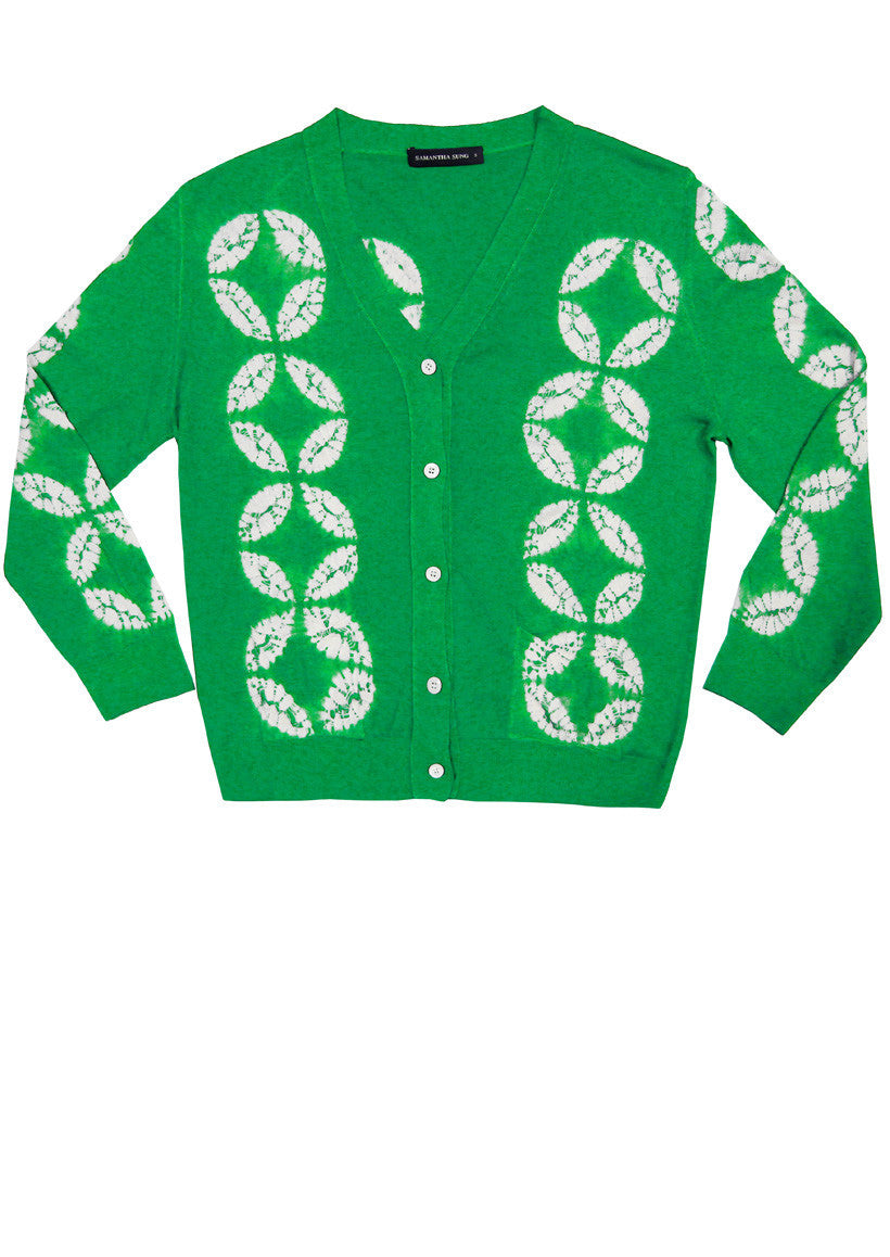 Short | Half Moon Shibori | Pine Green | Front-1 | Cardigan by Samantha Sung