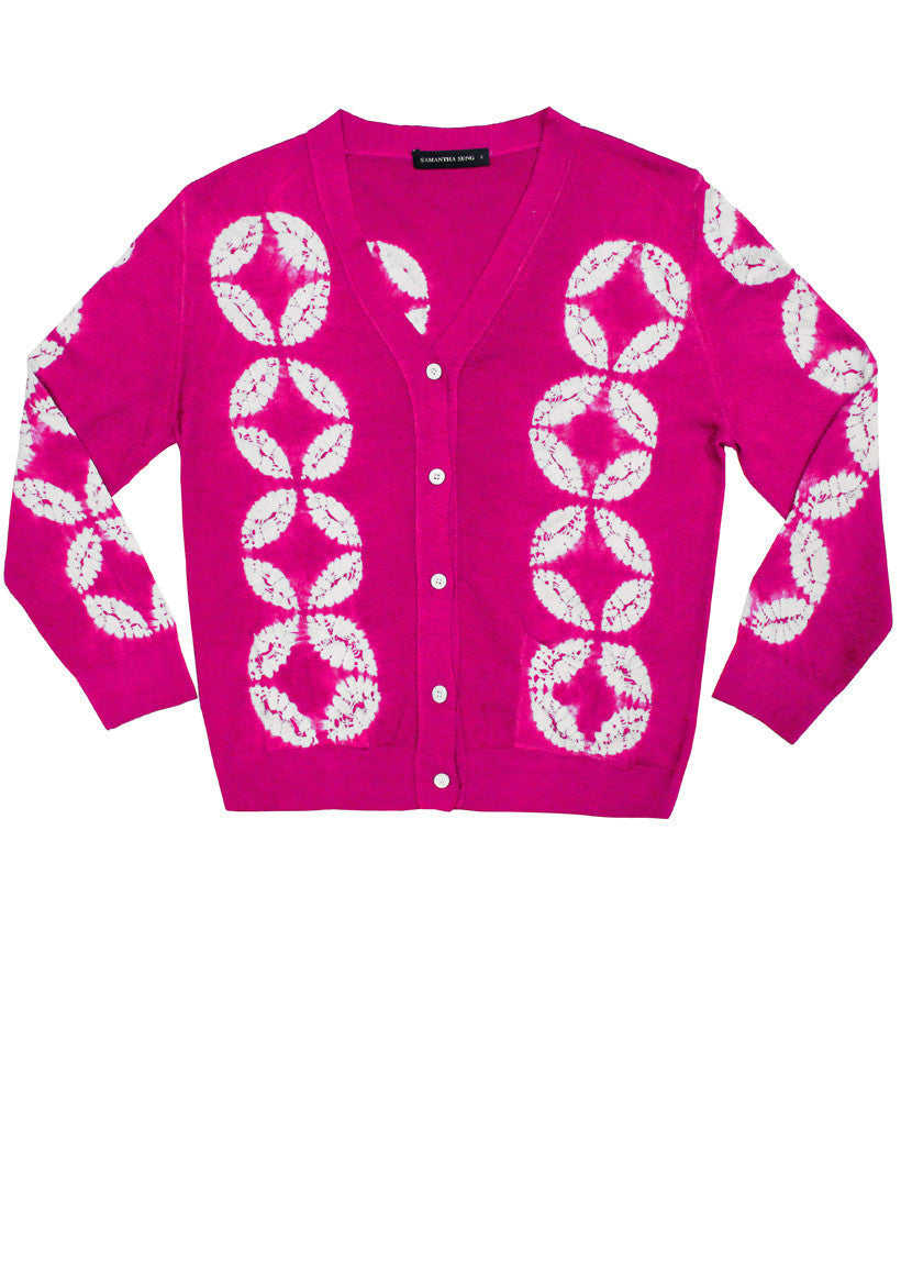 Short | Half Moon Shibori | Pink | Front-1 | Cardigan by Samantha Sung