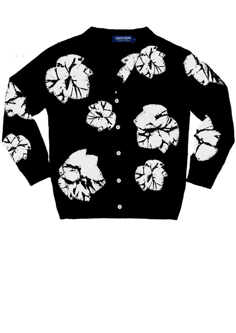 Short | Leaf Shibori | Black | Front-1 | Cardigan by Samantha Sung