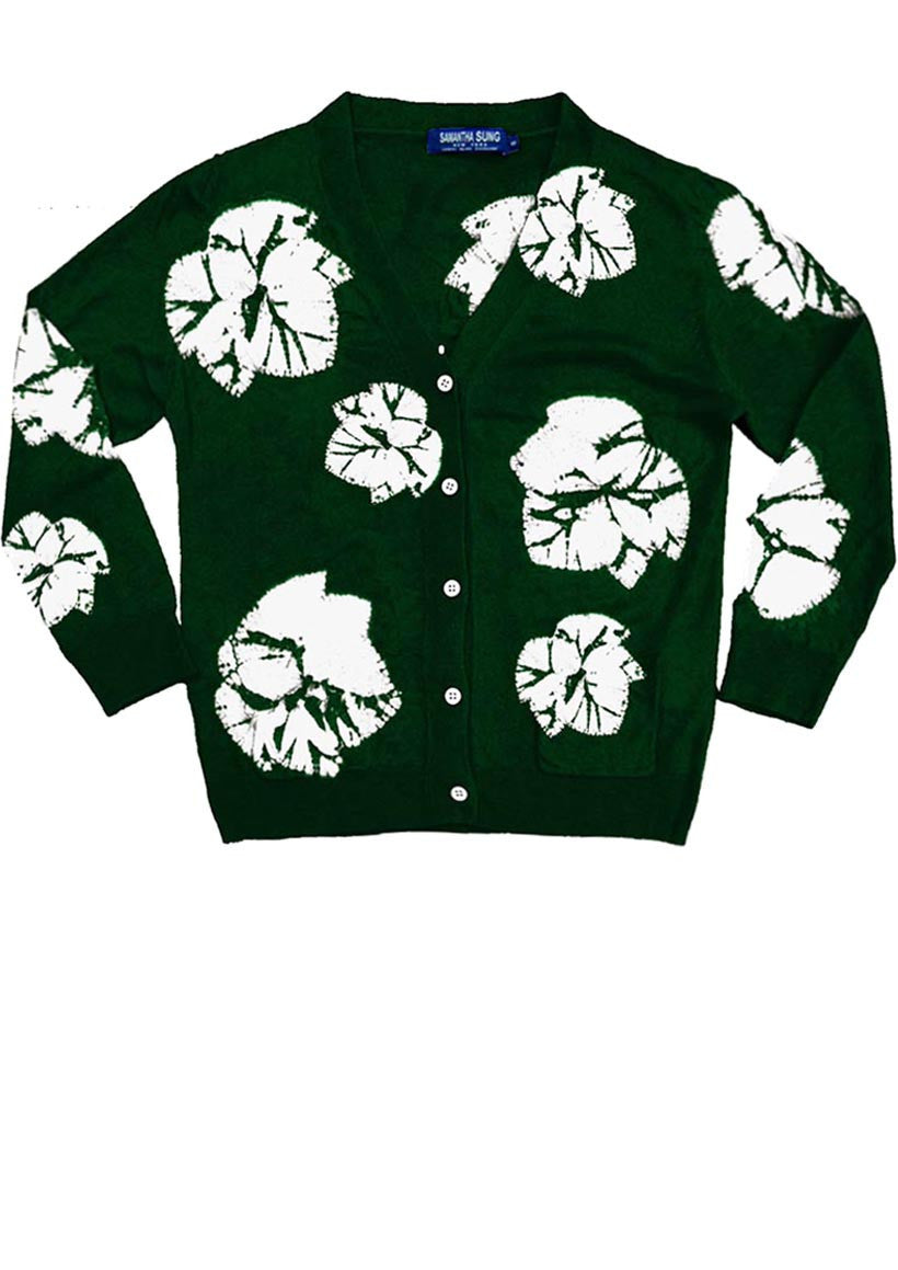 Short | Leaf Shibori | Jade | Front-1 | Cardigan by Samantha Sung