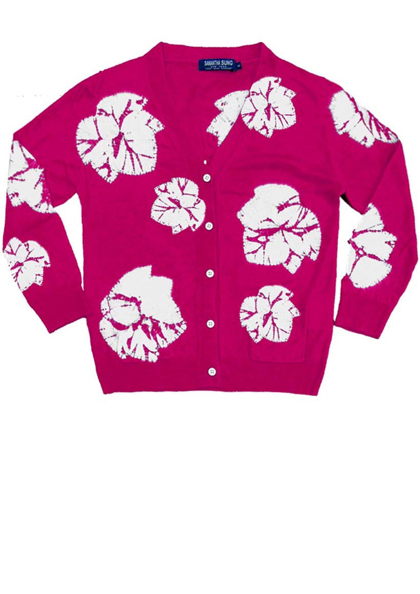 Short | Leaf Shibori | Pink | Front-1 | Cardigan by Samantha Sung