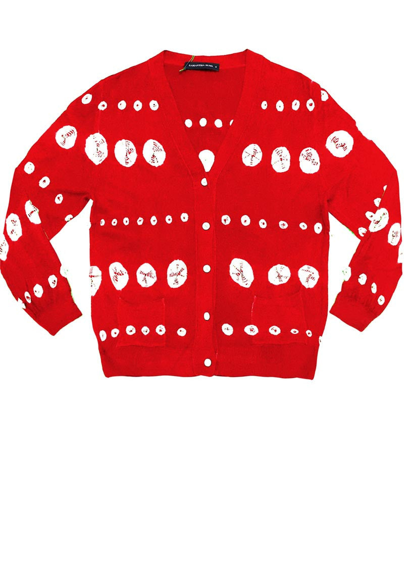 Short | Miura Shibori | Indian Red | Front-1 | Cardigan by Samantha Sung