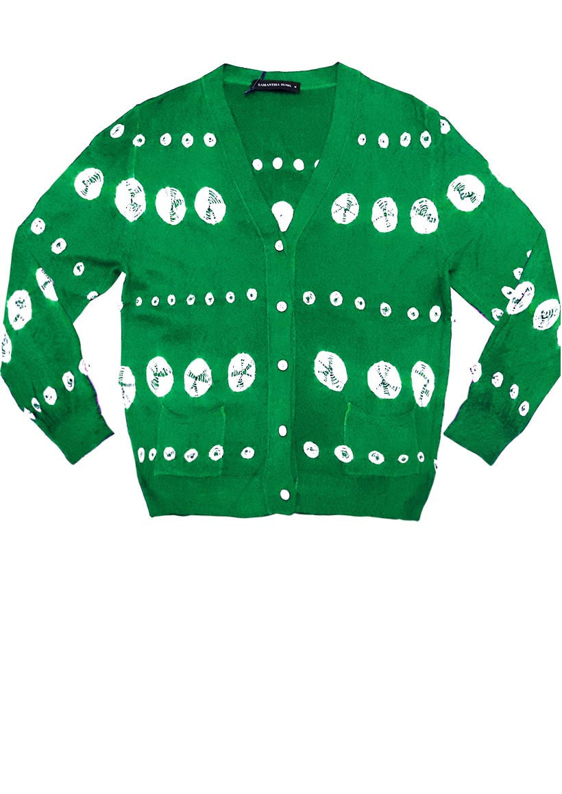 Short | Miura Shibori | Pine Green | Front-1 | Cardigan by Samantha Sung