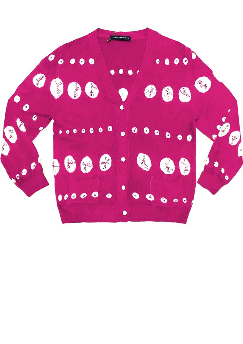 Short | Miura Shibori | Pink | Front-1 | Cardigan by Samantha Sung
