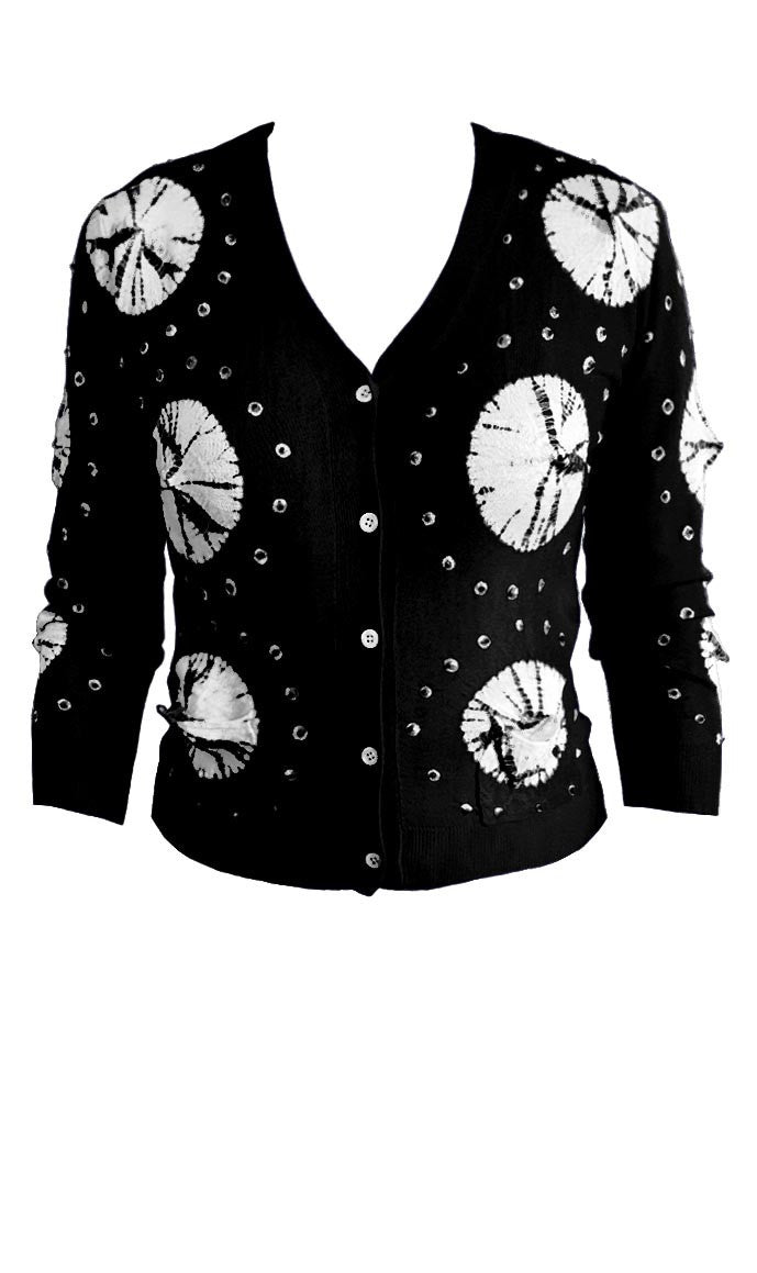 Short | Nana Shibori | Black | Front-1 | Cardigan by Samantha Sung