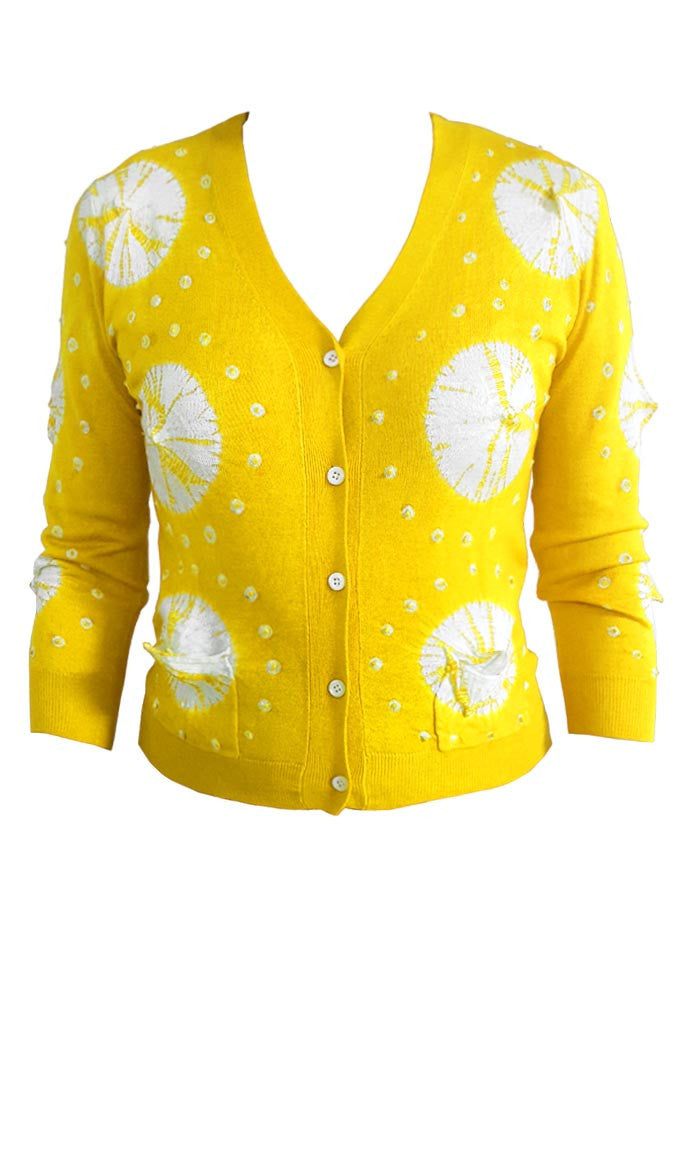 Short | Nana Shibori | Chrome Yellow | Front-1 | Cardigan by Samantha Sung