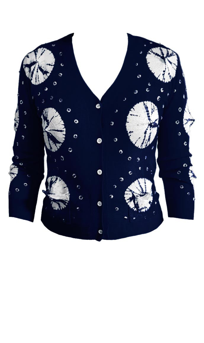 Short | Nana Shibori | Indigo | Front-1 | Cardigan by Samantha Sung