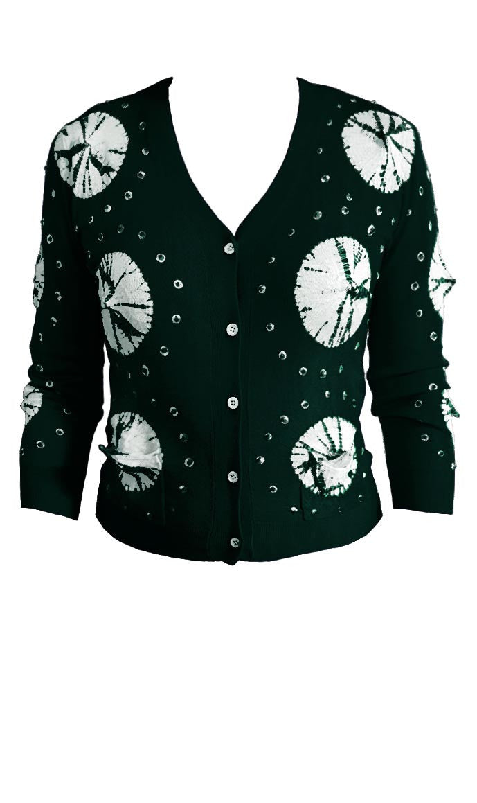 Short | Nana Shibori | Jade | Front-1 | Cardigan by Samantha Sung