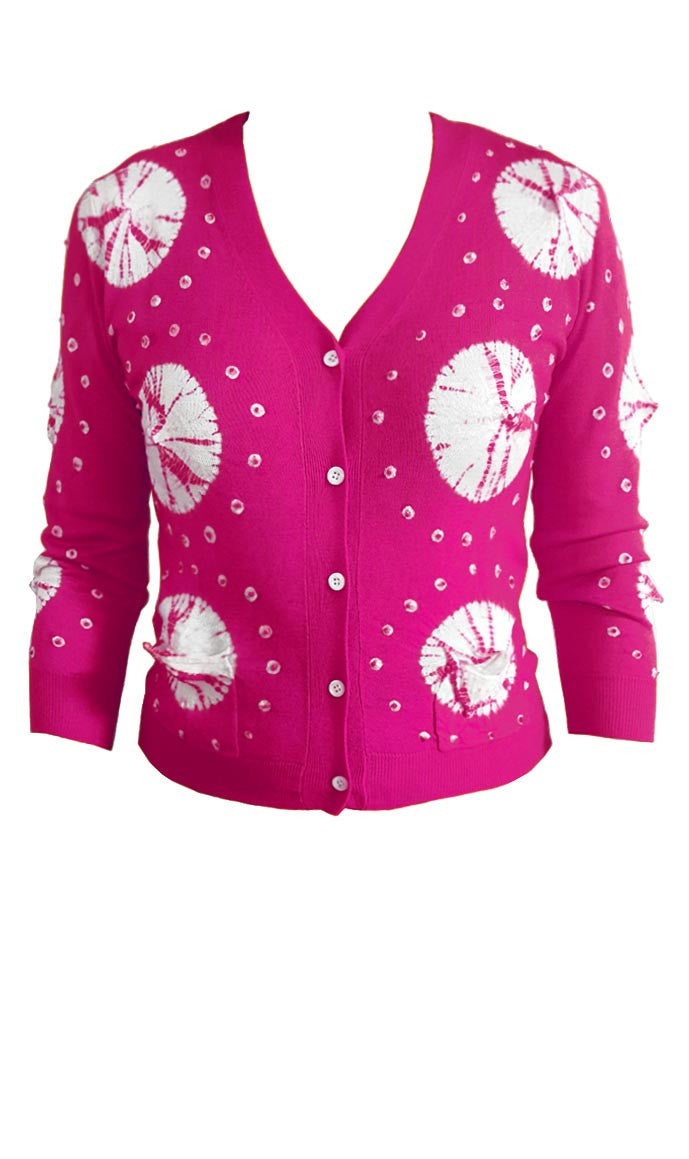 Short | Nana Shibori | Pink | Front-1 | Cardigan by Samantha Sung