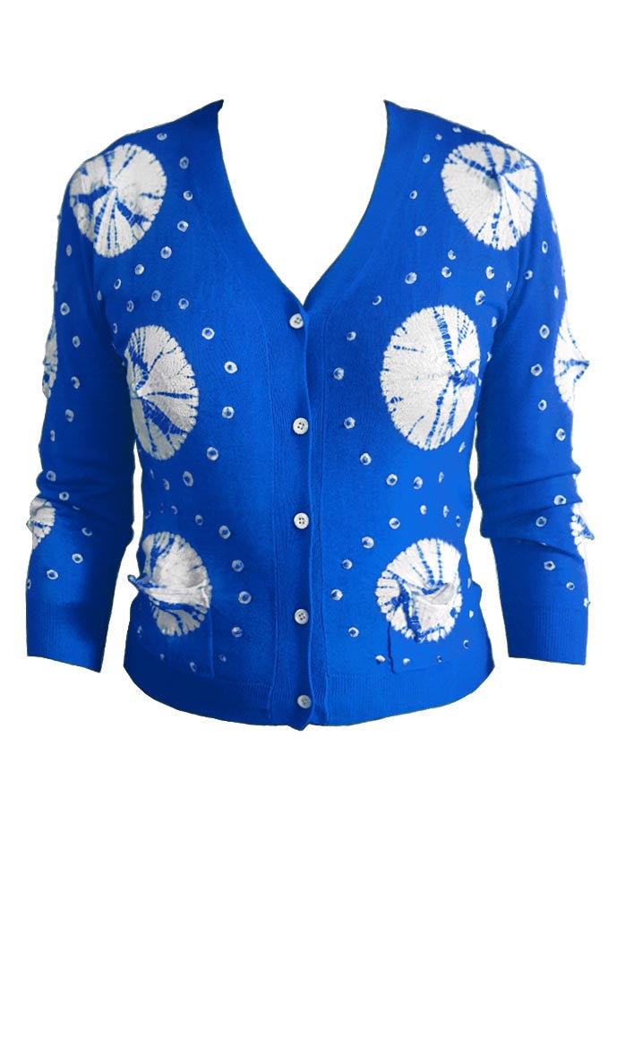 Short | Nana Shibori | Sea Blue | Front-1 | Cardigan by Samantha Sung