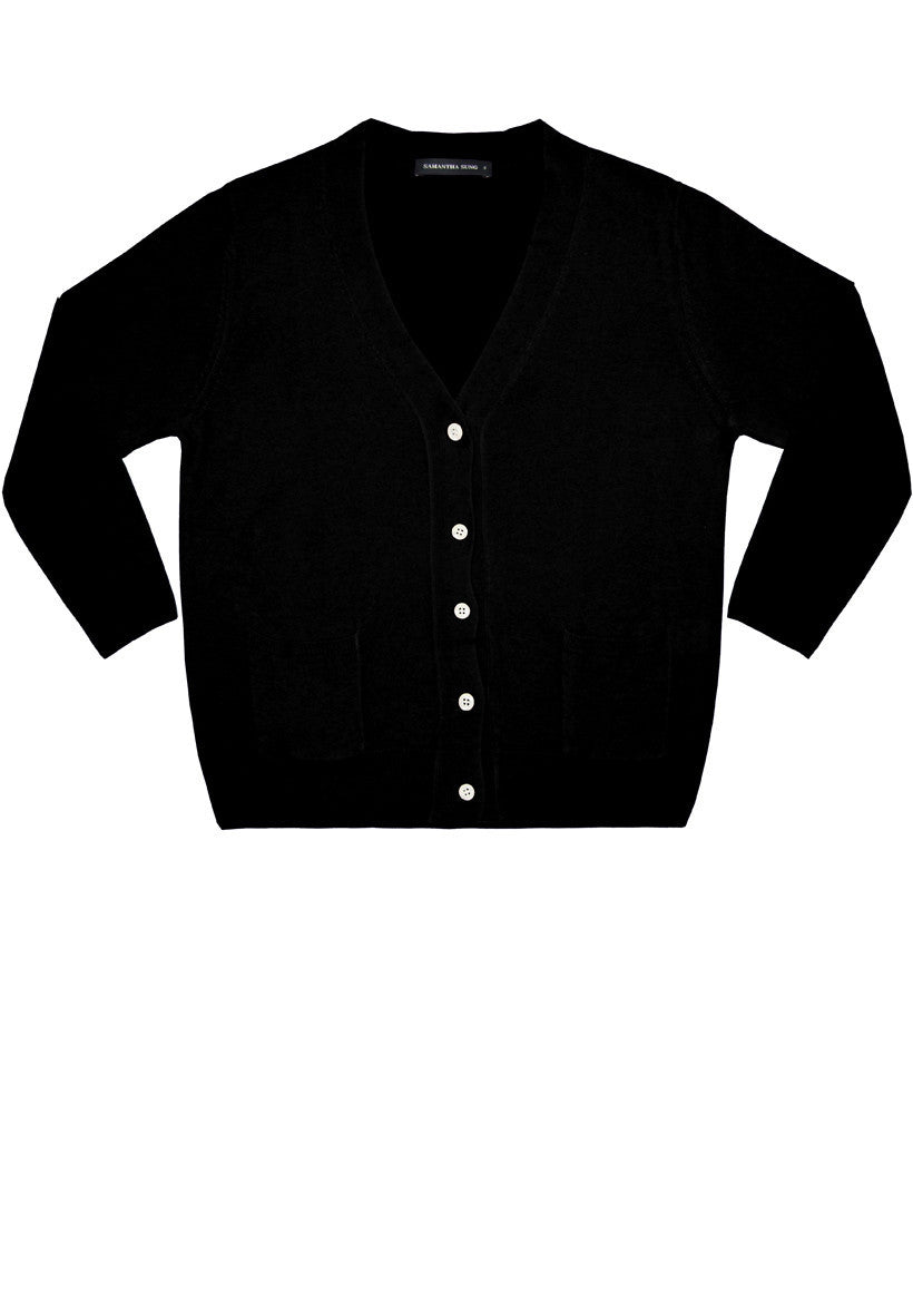 Short | Solid | Black | Front-1 | Cardigan by Samantha Sung