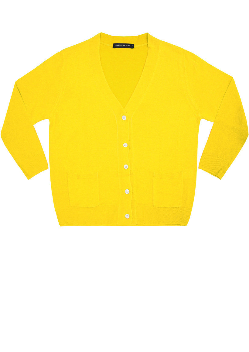 Short | Solid | Chrome Yellow | Front-1 | Cardigan by Samantha Sung