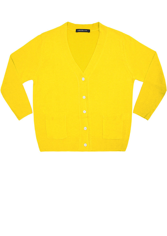 Short | Solid | Chrome Yellow | Front-1 | Cardigan by Samantha Sung