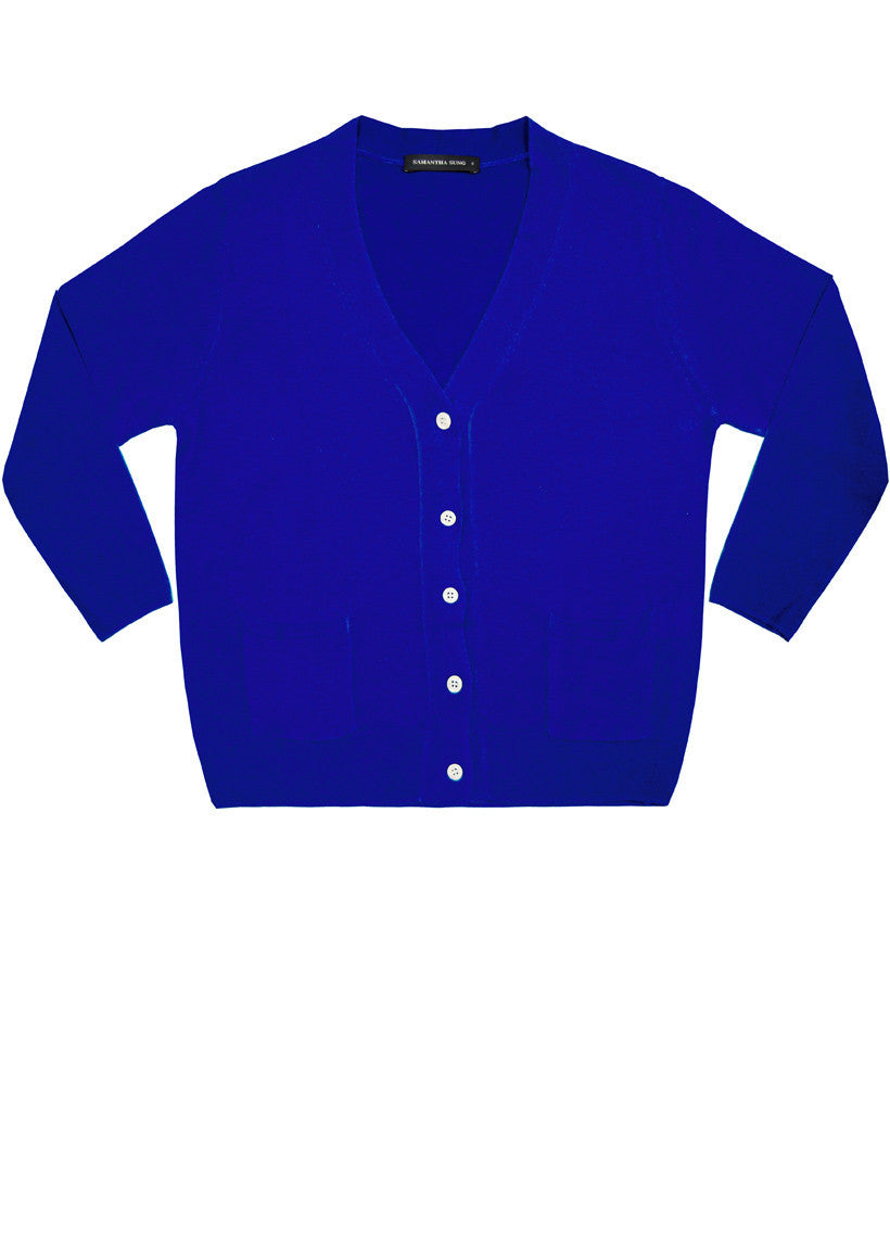 Short | Solid | Cobalt Blue | Front-1 | Cardigan by Samantha Sung