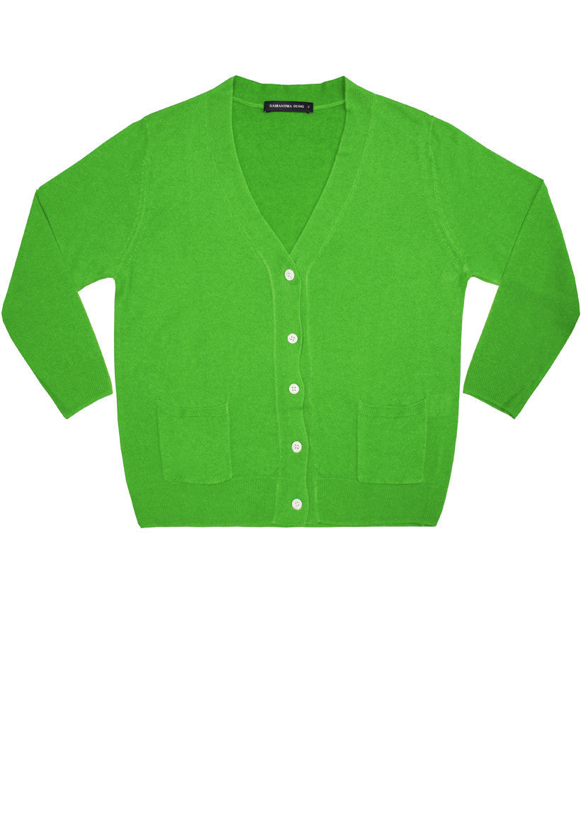 Short | Solid | Grass Green | Front-1 | Cardigan by Samantha Sung