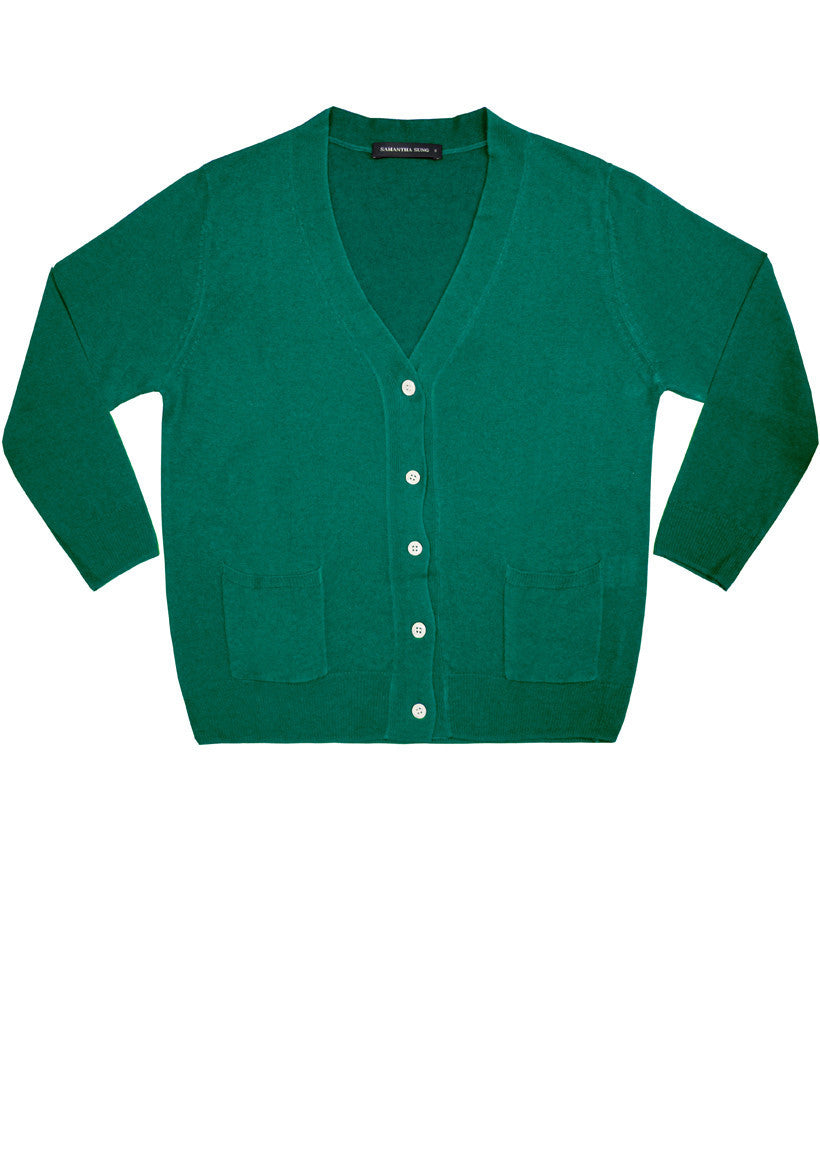 Short | Solid | Ivy Green | Front-1 | Cardigan by Samantha Sung