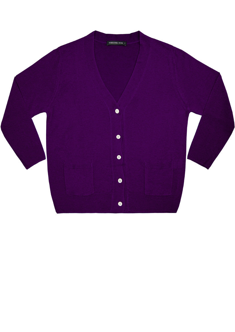 Short | Solid | Orchid | Front-1 | Cardigan by Samantha Sung