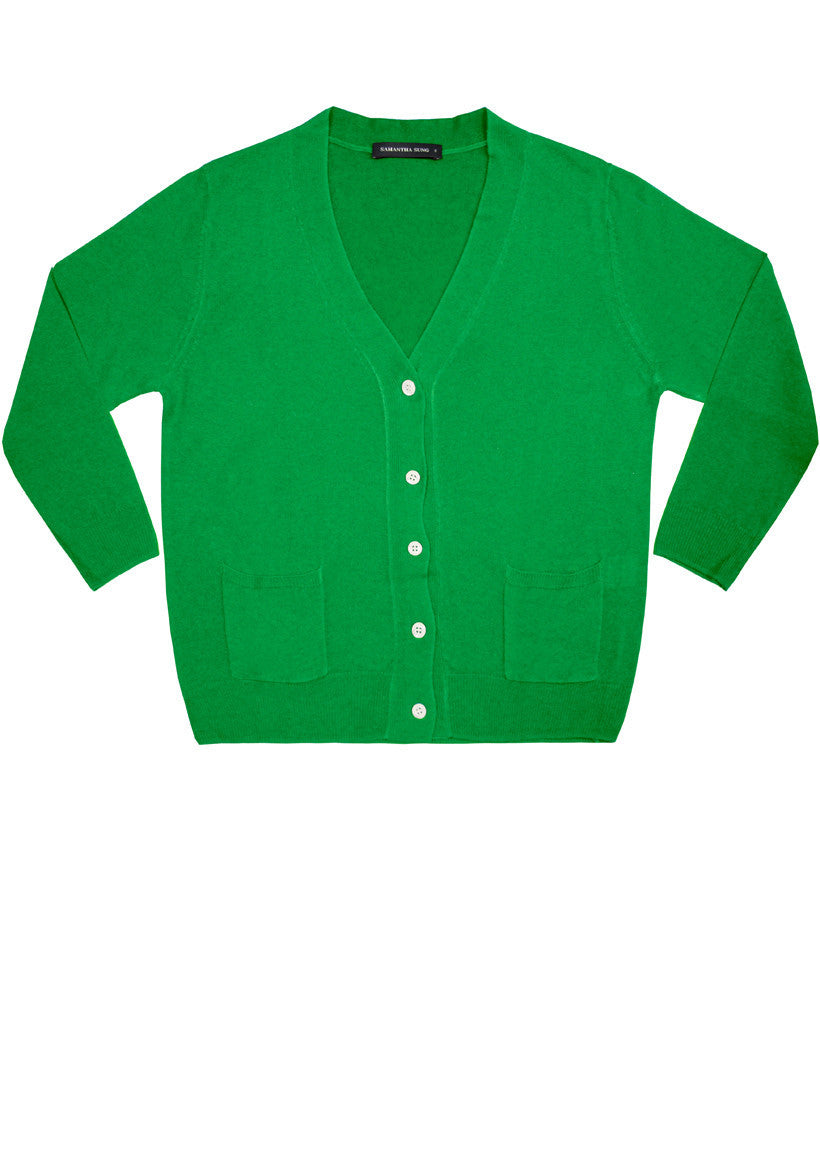 Short | Solid | Pine Green | Front-1 | Cardigan by Samantha Sung
