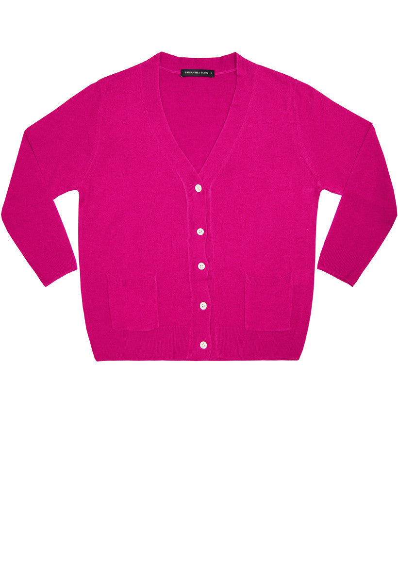 Short | Solid | Pink | Front-1 | Cardigan by Samantha Sung