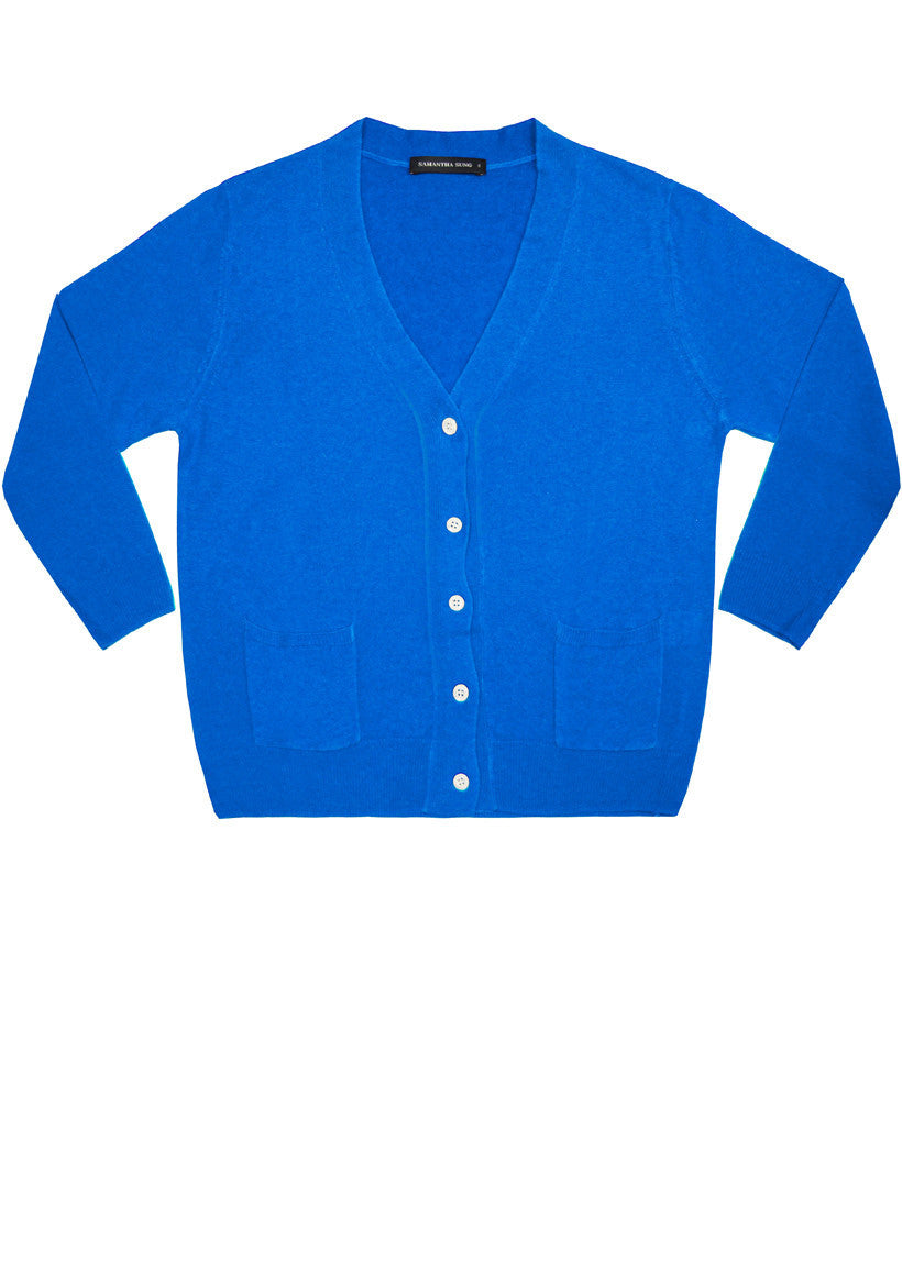 Short | Solid | Sea Blue | Front-1 | Cardigan by Samantha Sung