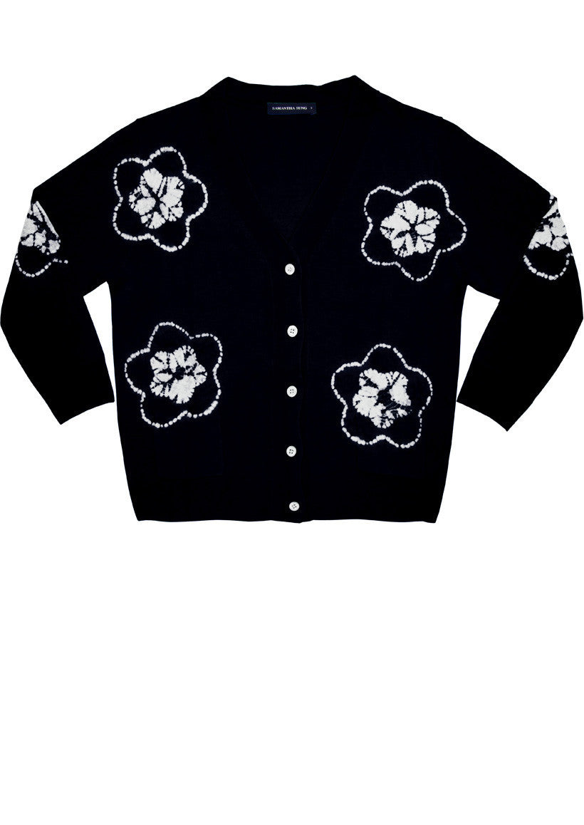 Short | Star Shibori | Black | Front-1 | Cardigan by Samantha Sung