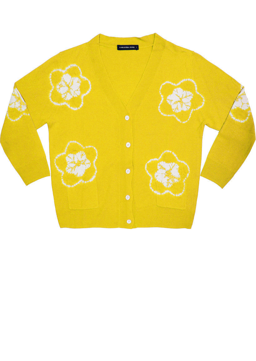 Short | Star Shibori | Chrome Yellow | Front-1 | Cardigan by Samantha Sung
