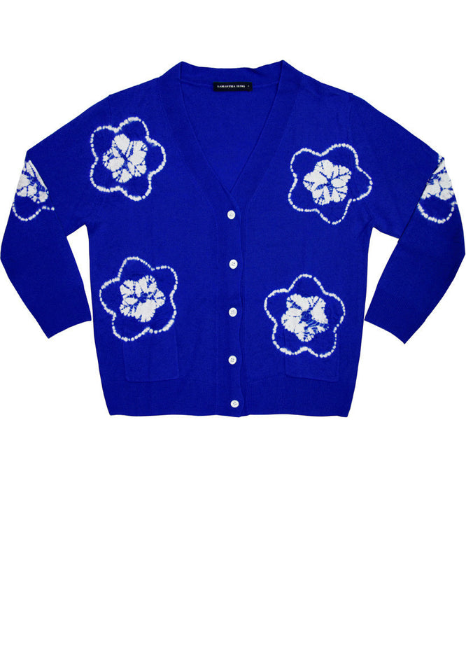 Short | Star Shibori | Cobalt Blue | Front-1 | Cardigan by Samantha Sung