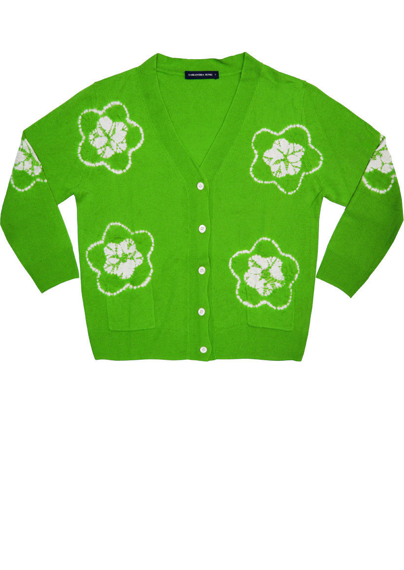 Short | Star Shibori | Grass Green | Front-1 | Cardigan by Samantha Sung