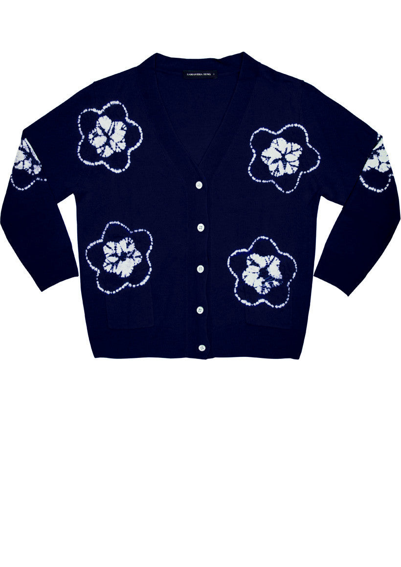 Short | Star Shibori | Indigo | Front-1 | Cardigan by Samantha Sung