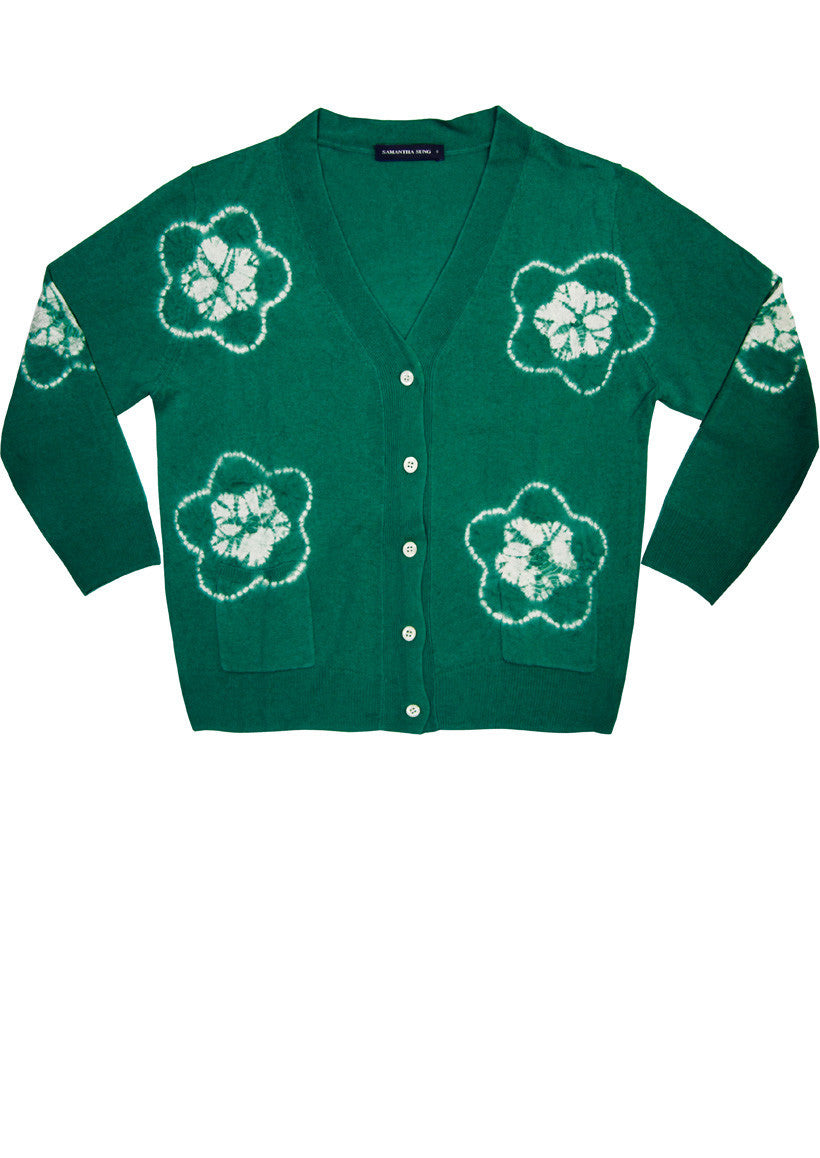 Short | Star Shibori | Ivy Green | Front-1 | Cardigan by Samantha Sung