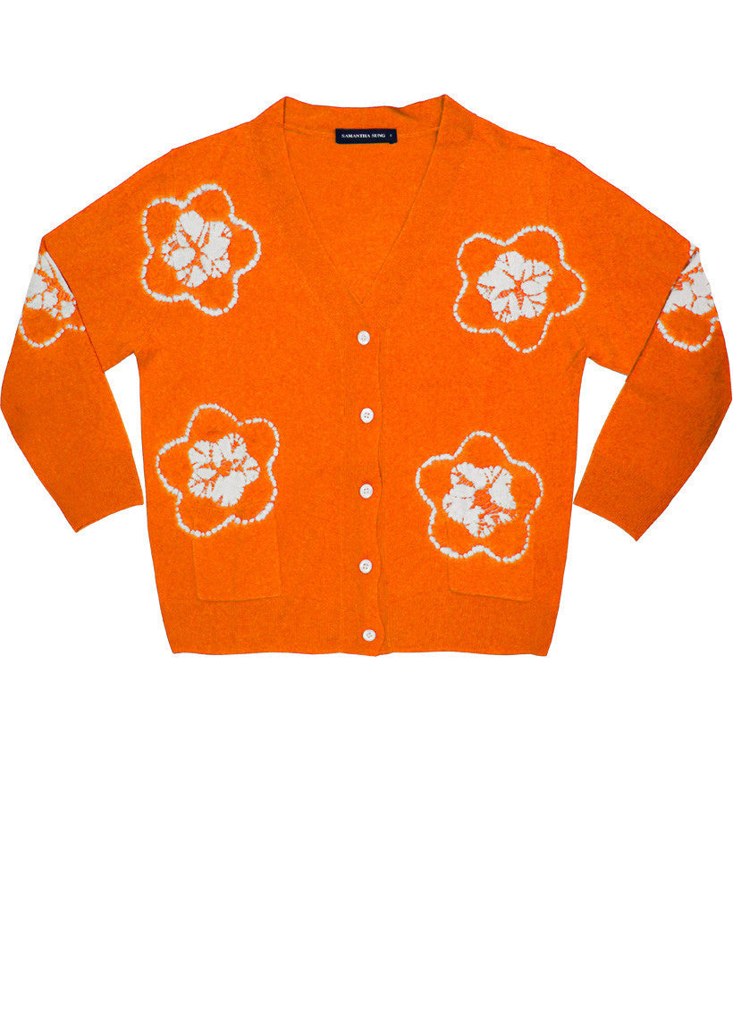Short | Star Shibori | Orange | Front-1 | Cardigan by Samantha Sung