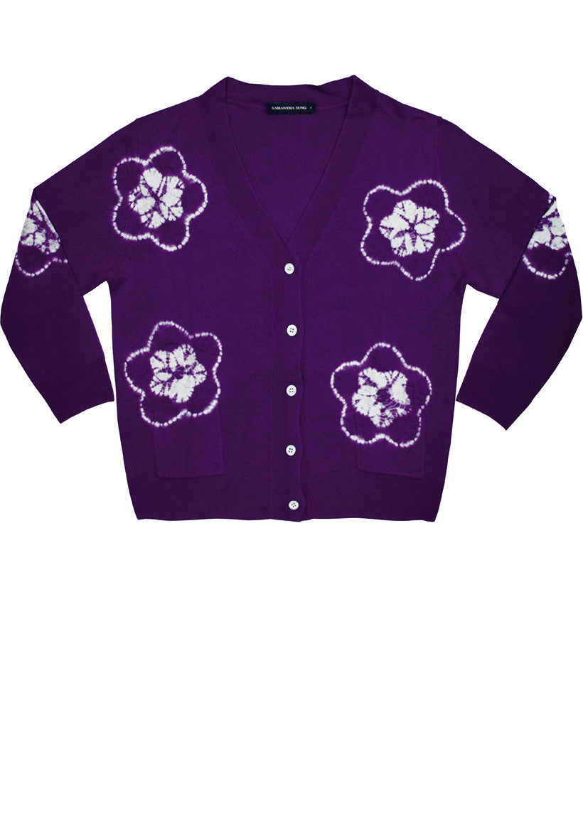 Short | Star Shibori | Orchid | Front-1 | Cardigan by Samantha Sung