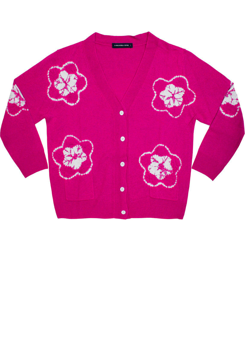 Short | Star Shibori | Pink | Front-1 | Cardigan by Samantha Sung