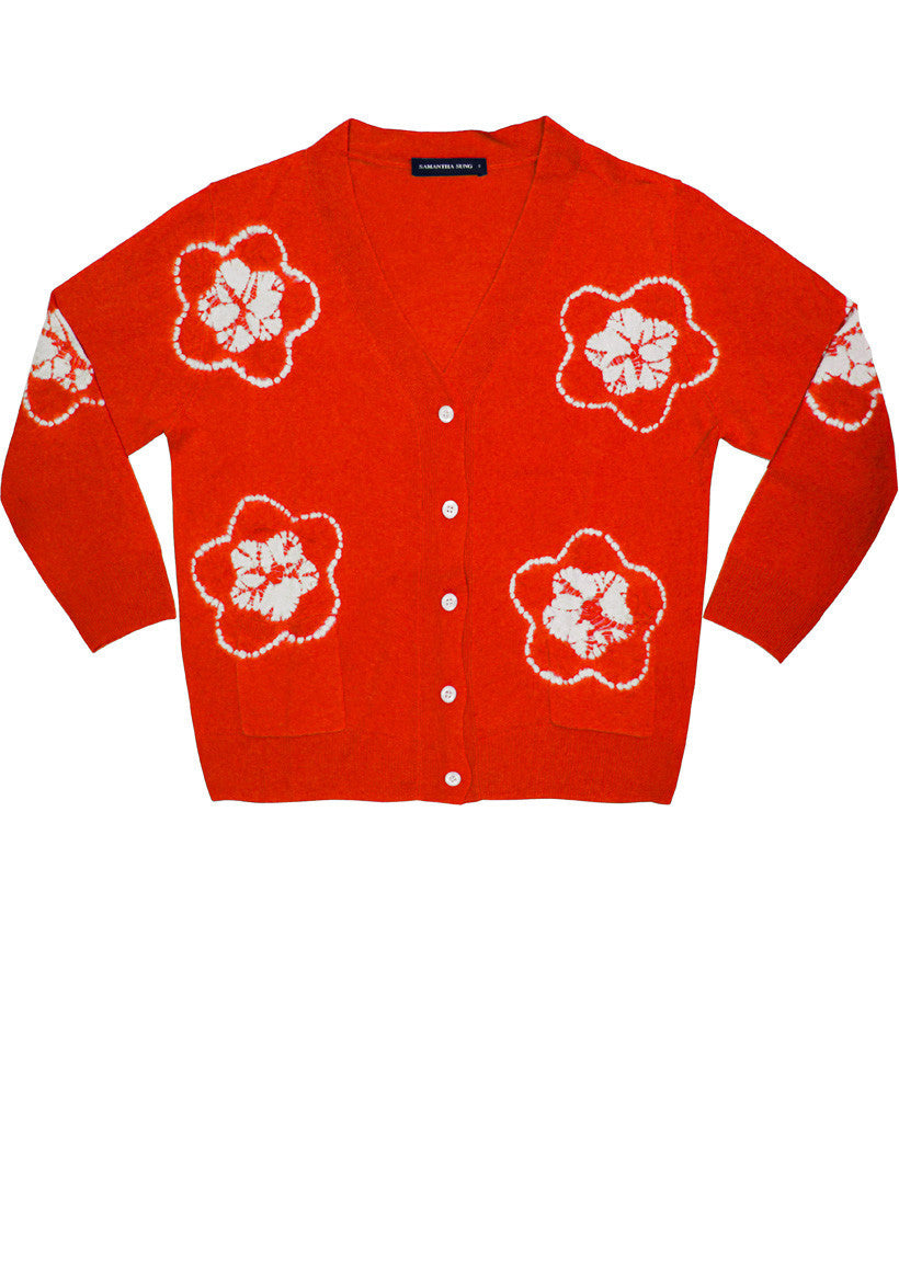 Short | Star Shibori | Scarlet Red | Front-1 | Cardigan by Samantha Sung