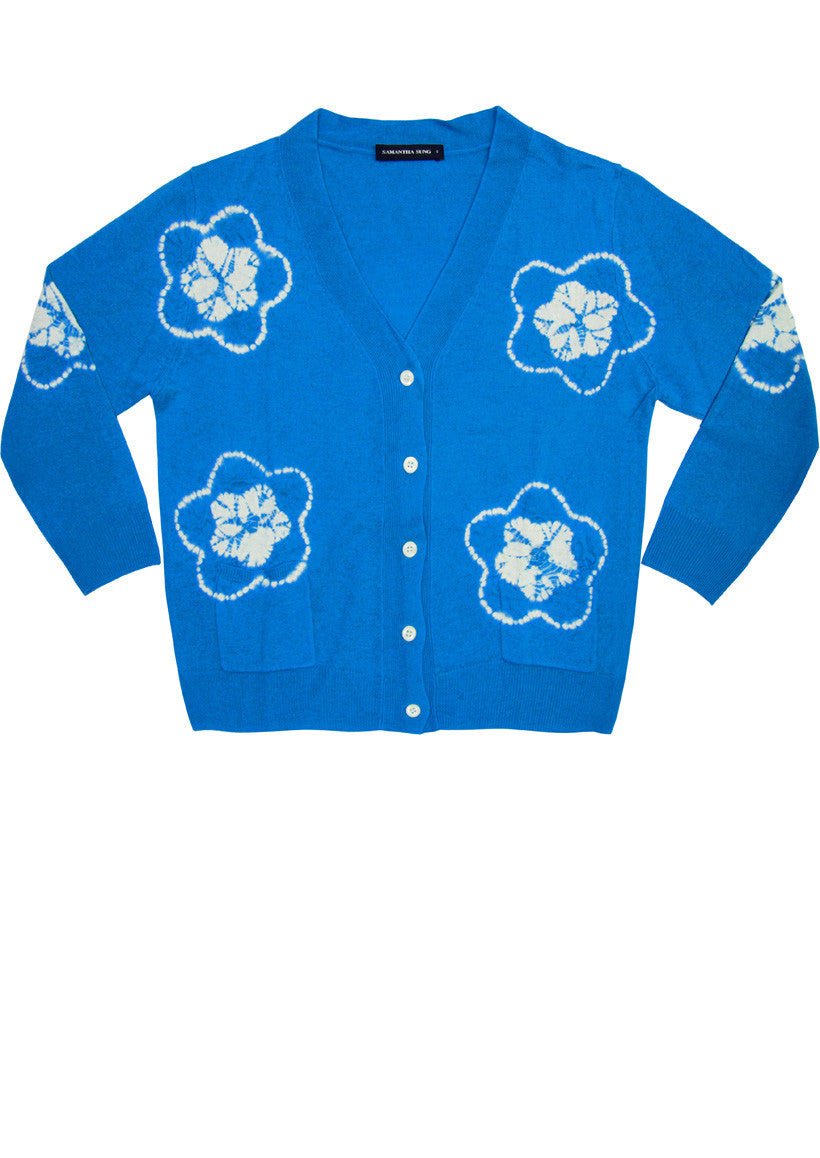 Short | Star Shibori | Sea Blue | Front-1 | Cardigan by Samantha Sung