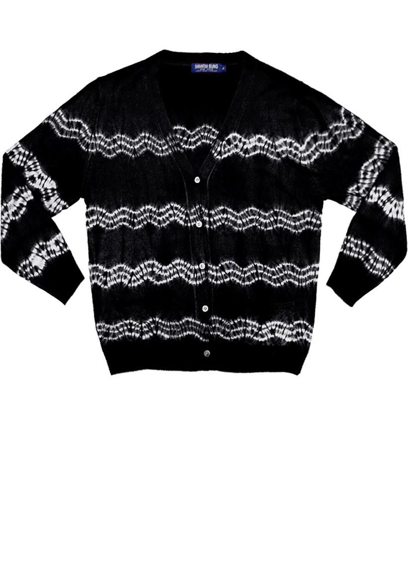 Short | Zigzag Shibori | Black | Front-1 | Cardigan by Samantha Sung