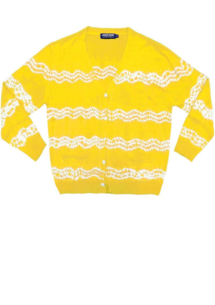 Short | Zigzag Shibori | Chrome Yellow | Front-1 | Cardigan by Samantha Sung
