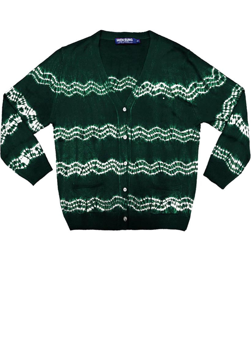 Short | Zigzag Shibori | Jade | Front-1 | Cardigan by Samantha Sung