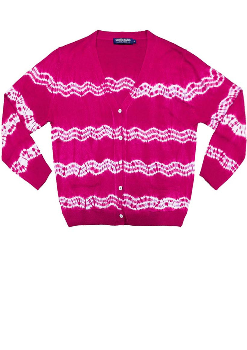 Short | Zigzag Shibori | Pink | Front-1 | Cardigan by Samantha Sung