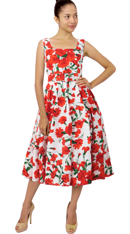 Sleeveless | Carnation | White Indian Red | Front | Dress By Samantha Sung
