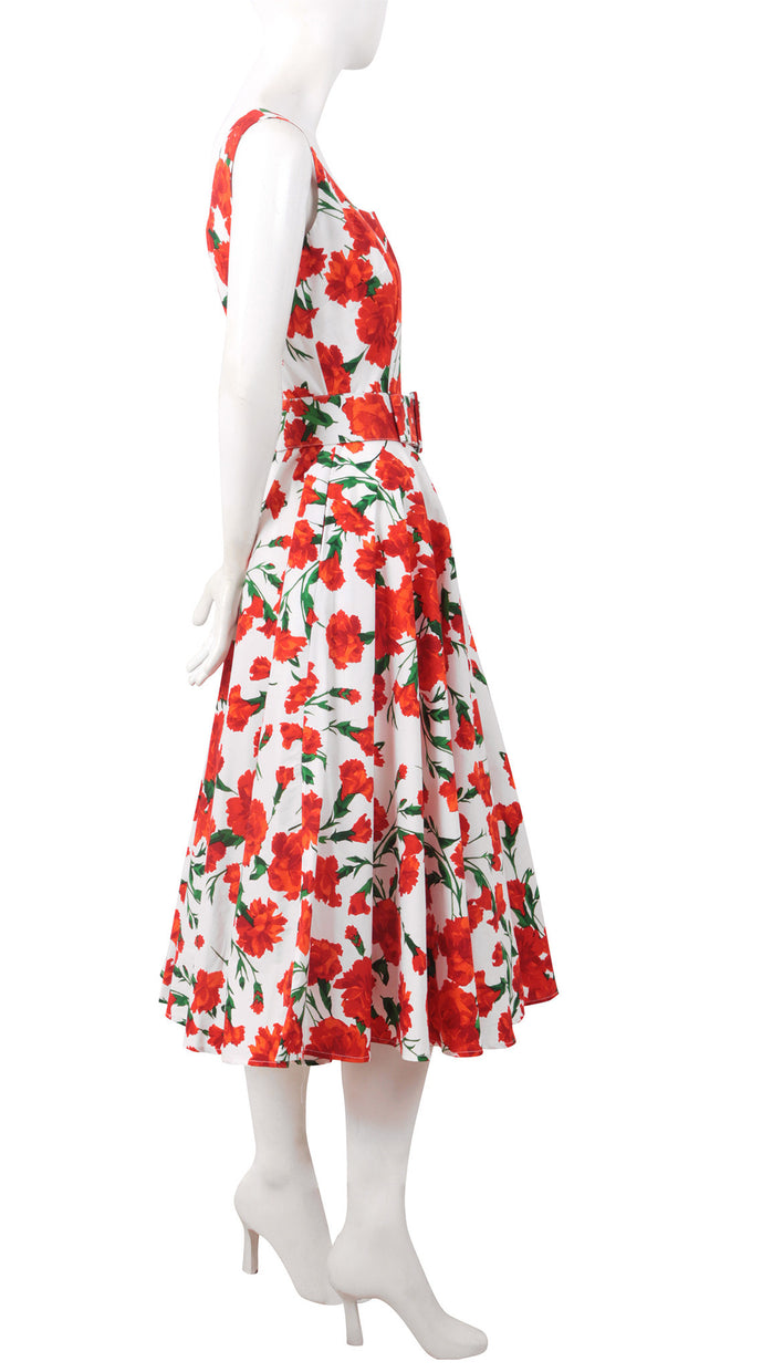 Sleeveless | Carnation | White Indian Red | Right | Dress By Samantha Sung