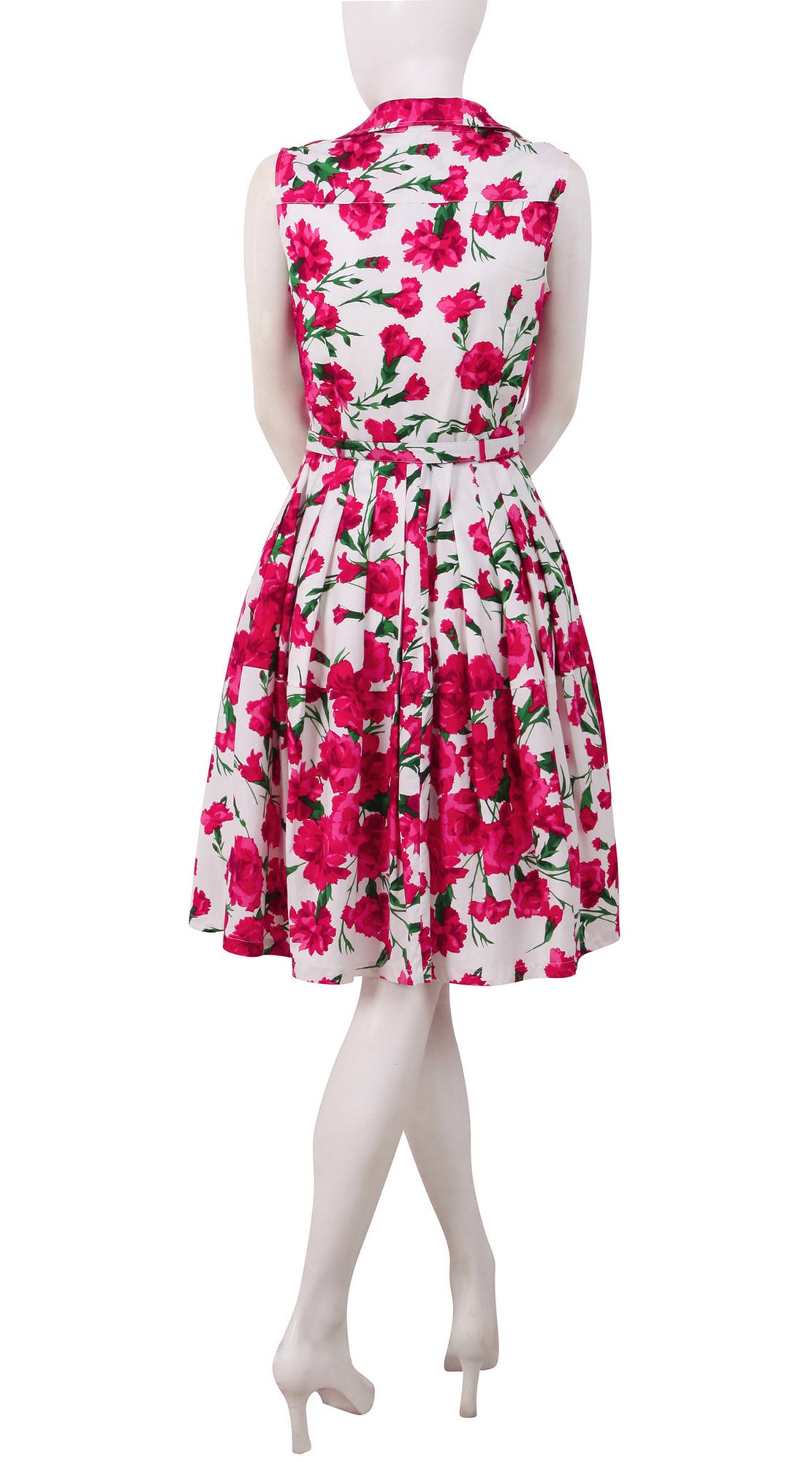 Sleeveless | Carnation | White Rose | Back | Shirt Dress By Samantha Sung