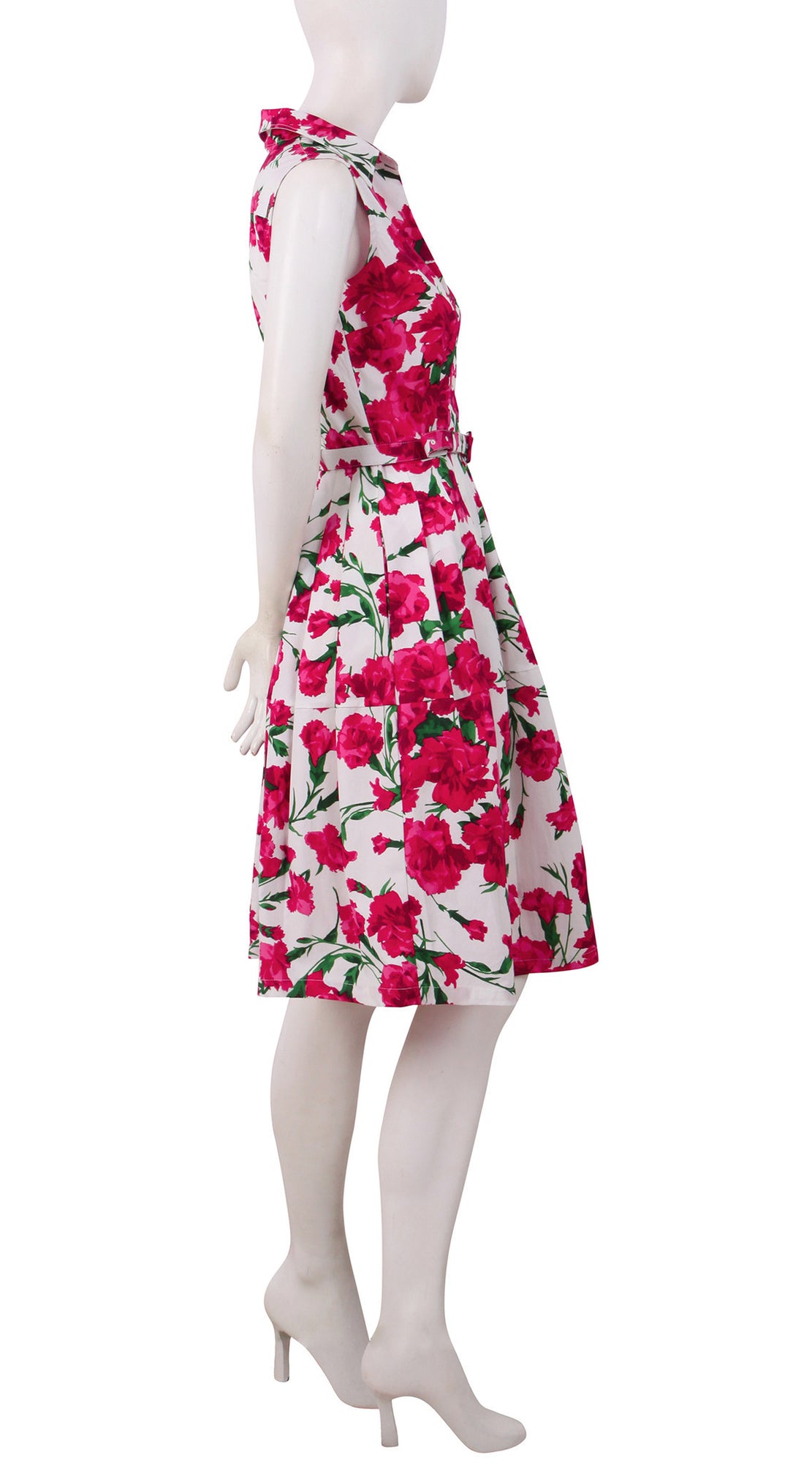 Sleeveless | Carnation | White Rose | Right | Shirt Dress By Samantha Sung