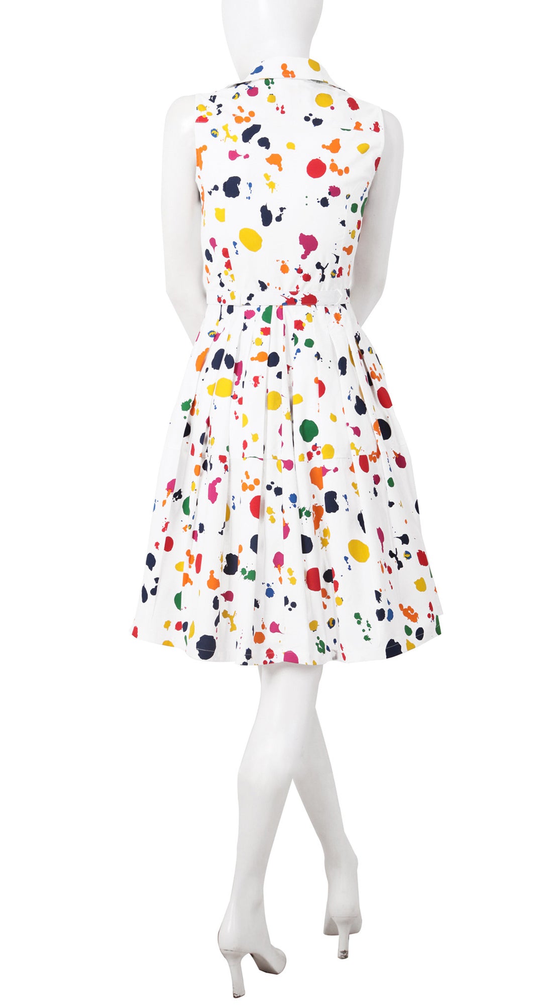 Sleeveless | Color Drip | White Red | Back | Shirt Dress By Samantha Sung