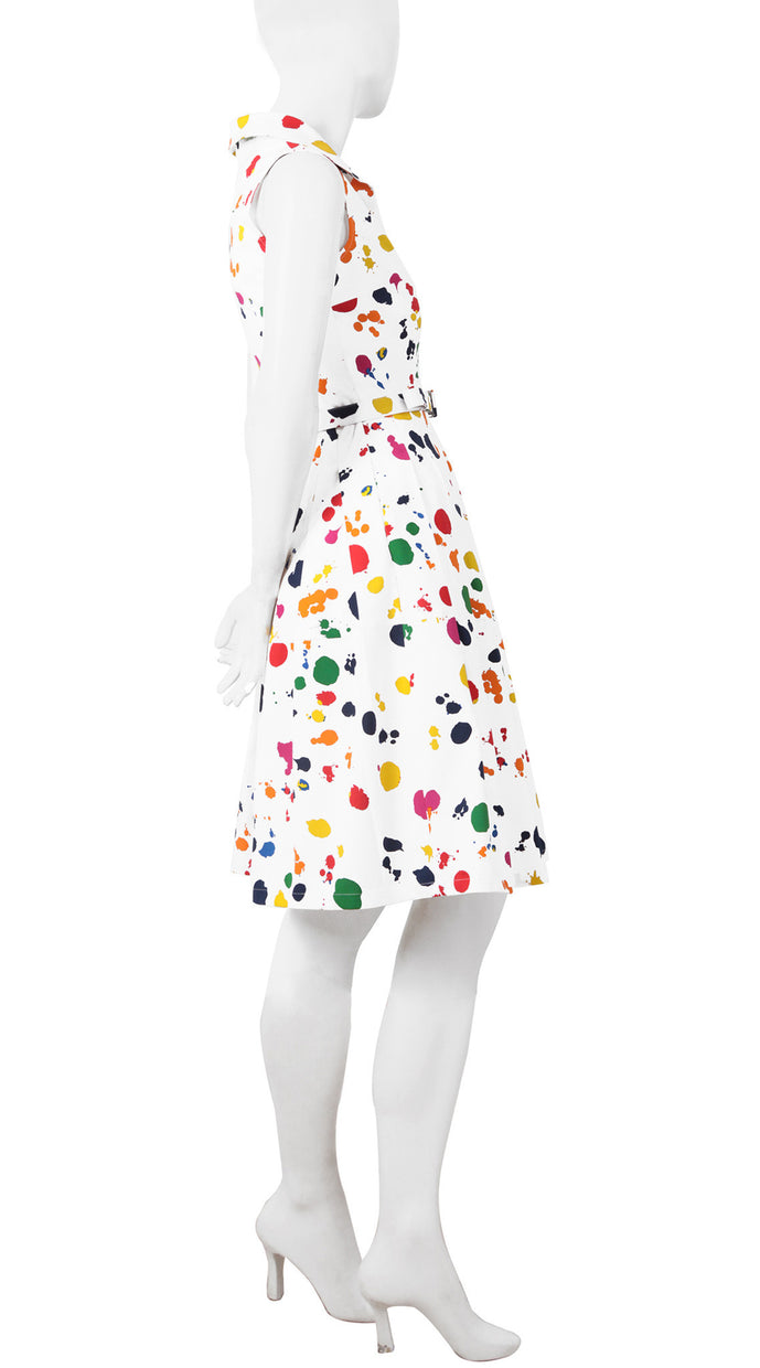 Sleeveless | Color Drip | White Red | Right | Shirt Dress By Samantha Sung