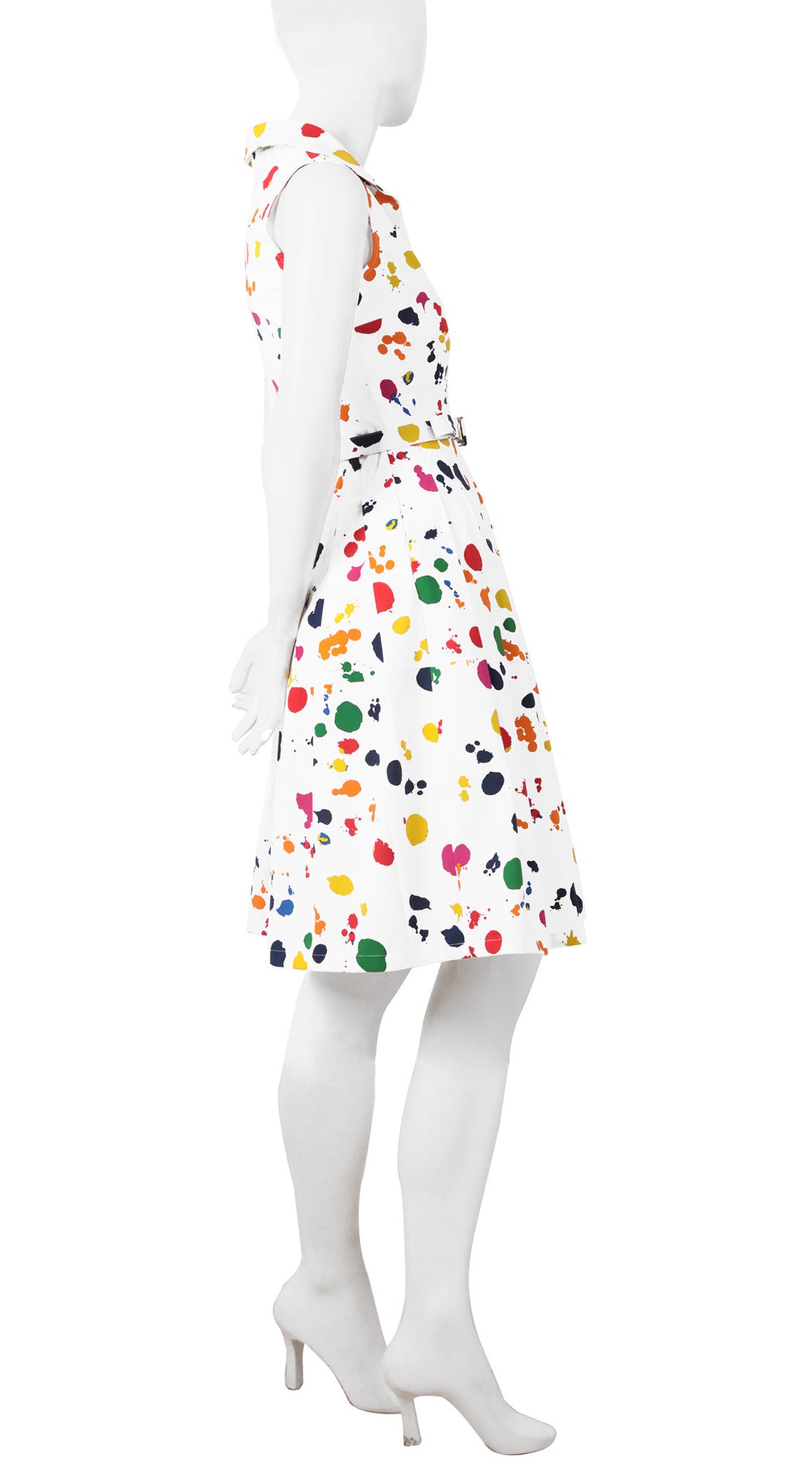 Sleeveless | Color Drip | White Red | Right | Shirt Dress By Samantha Sung