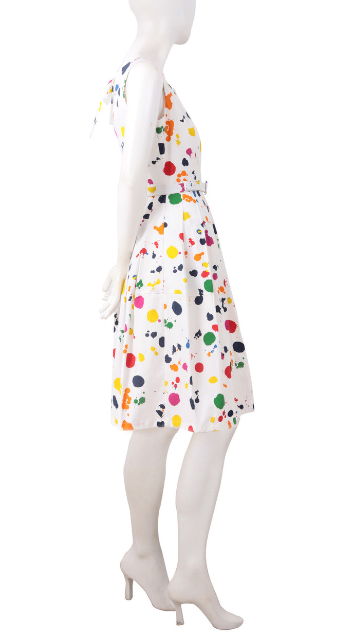 Sleeveless | Color Drip | White Red | Right | Dress By Samantha Sung