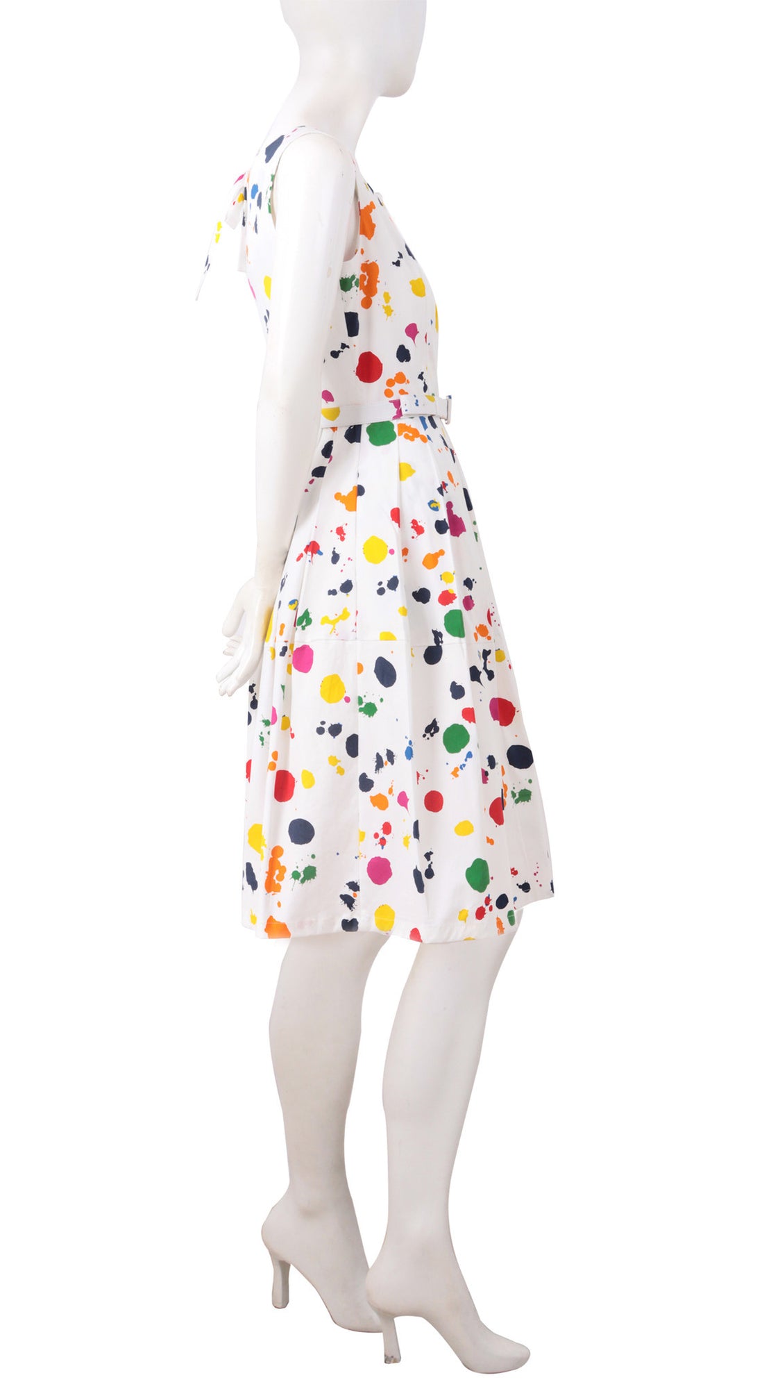 Sleeveless | Color Drip | White Red | Right | Dress By Samantha Sung